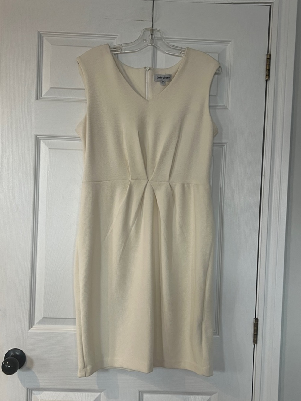 Shelby & Palmer Ivory V-Neck Pleated Midi Dress